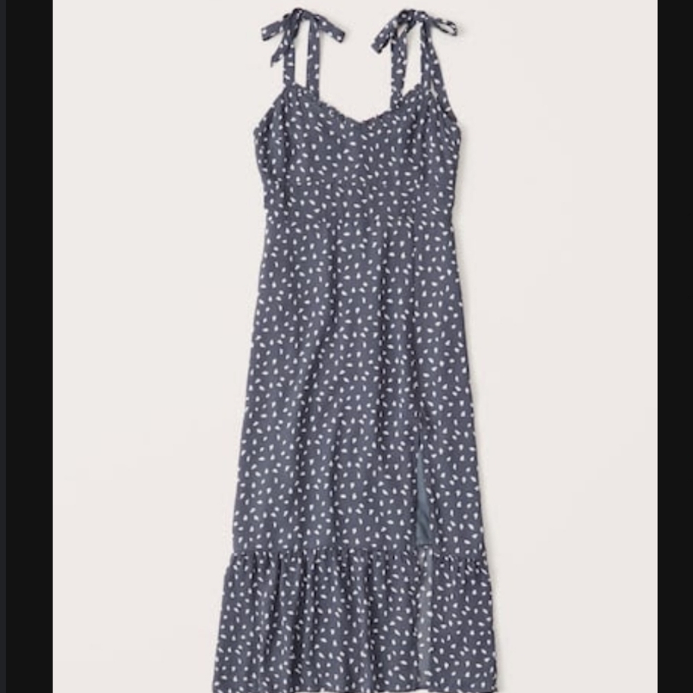 NWT Abercrombie tie shoulder midi dress
